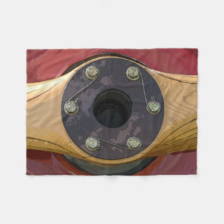 Red Airplane Wood Propeller Fleece Blanket