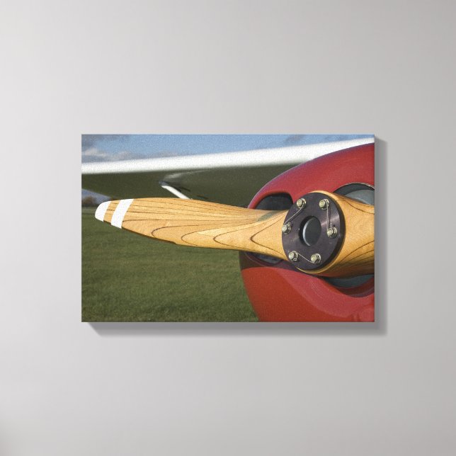 Red Airplane Wooden Propeller Canvas Print (Front)