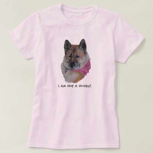 red akita in pink scarf light hearted husky slogan T_Shirt