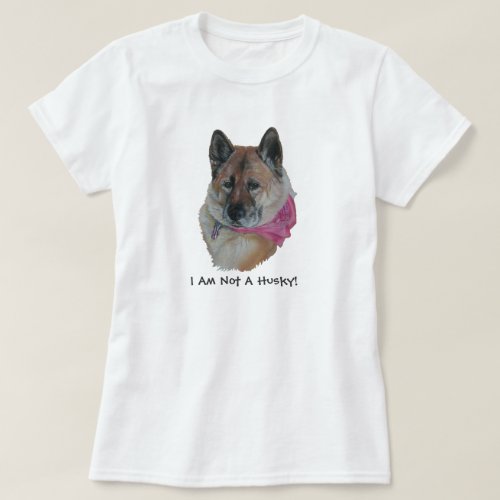 red akita in pink scarf light hearted husky slogan T_Shirt