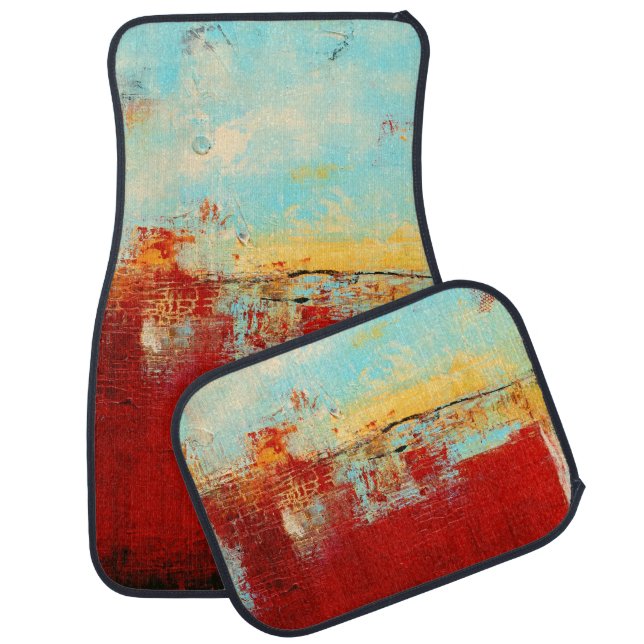 Red Alaskan Abstract Car Floor Mat (Set)