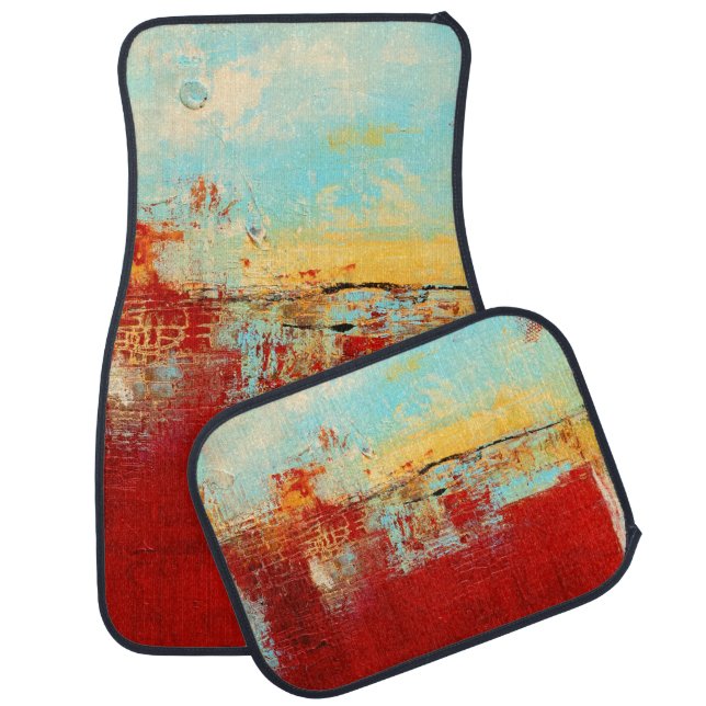 Red Alaskan Abstract Car Floor Mat (Set)