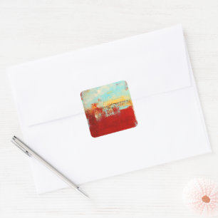 Red Alaskan Abstract Square Sticker