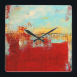Red Alaskan Abstract Square Wall Clock<br><div class="desc">Red Alaskan by Erin Ashley. Features an abstract design with primarily red for the color.| 140546GG</div>