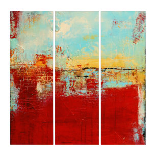 Red Alaskan Abstract Triptych