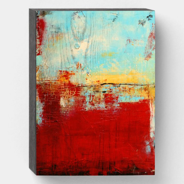 Red Alaskan Abstract Wooden Box Sign (Front Vertical)