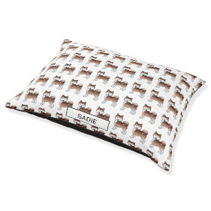 Red Alaskan Malamute Cartoon Dog Pattern & Name Pet Bed