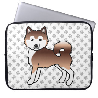 Red Alaskan Malamute Cute Cartoon Dog Laptop Sleeve