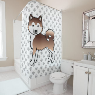 Red Alaskan Malamute Cute Cartoon Dog Shower Curtain