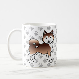 Red Alaskan Malamute Cute Cartoon Dogs &amp; Paws Coffee Mug