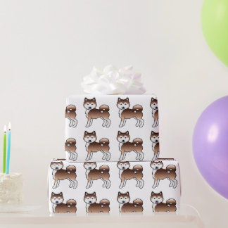 Red Alaskan Malamute Cute Dog Pattern Wrapping Paper