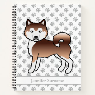 Red Alaskan Malamute Dog &amp; Custom Text Notebook