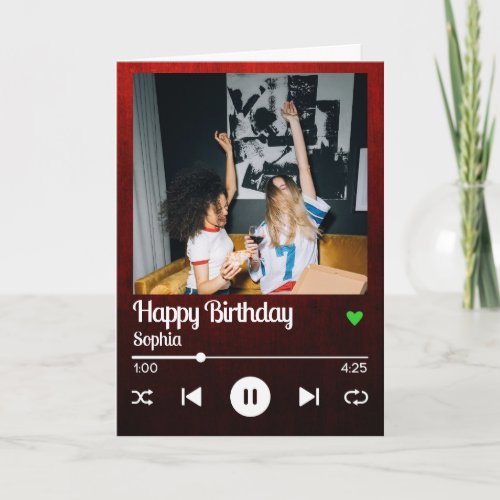 Red Album Cover Photo Music Playlist Birthday Card