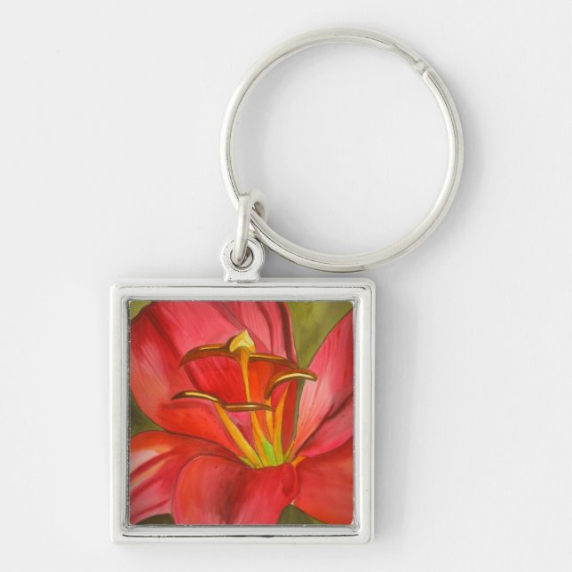 Red Alert lily flower Keychain (Front)