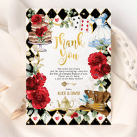 Red Alice in Wonderland Baby Shower Thank You Card