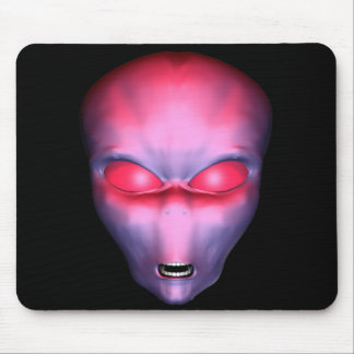 Red Alien Face Mouse Pad