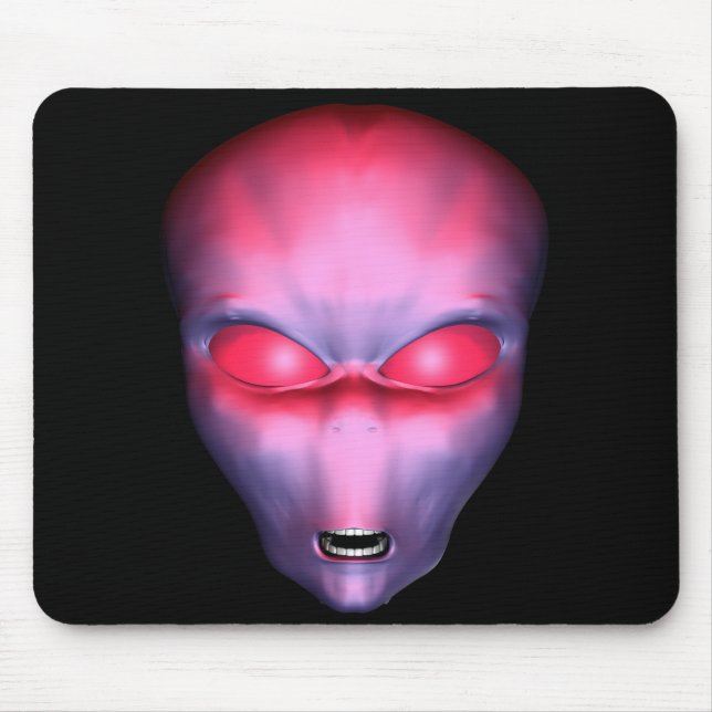 Red Alien Face Mouse Pad (Front)
