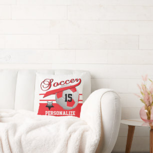Red All Star Soccer Ball     DIY Name & Number Throw Pillow