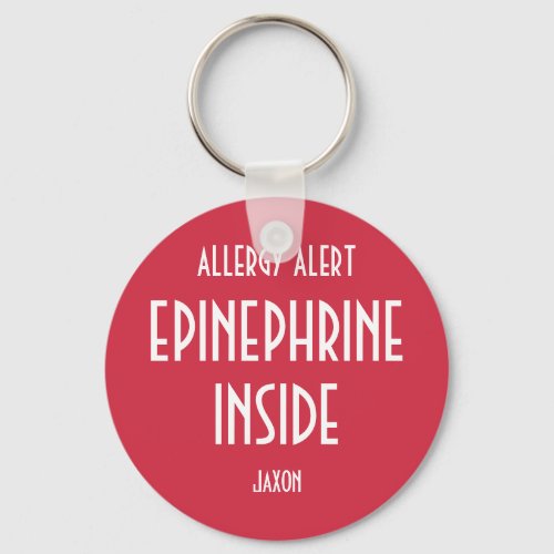 Red Allergy Personalized Medicine Epinephrine Kids Keychain