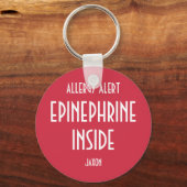 Red Allergy Personalized Medicine Epinephrine Kids Keychain (Front)