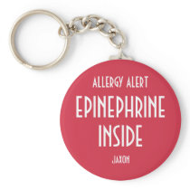 Red Allergy Personalized Medicine Epinephrine Kids Keychain