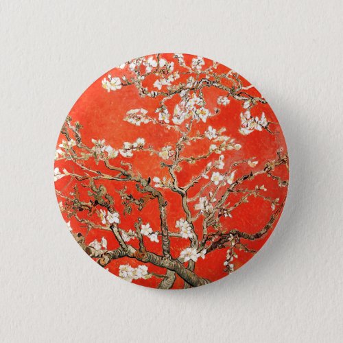Red Almond Blossoms _ Vincent Van Gogh Button