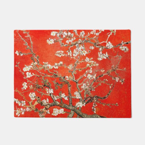 Red Almond Blossoms Vincent Van Gogh Doormat