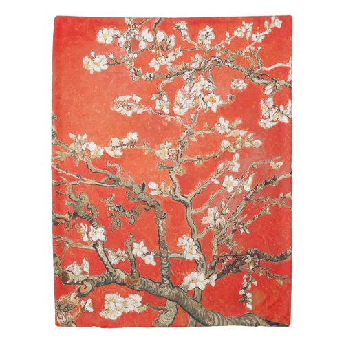 Red Almond Blossoms Vincent Van Gogh Duvet Cover