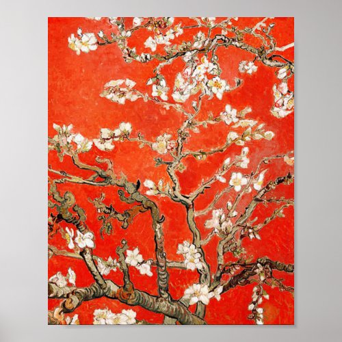 Red Almond Blossoms Vincent Van Gogh Poster