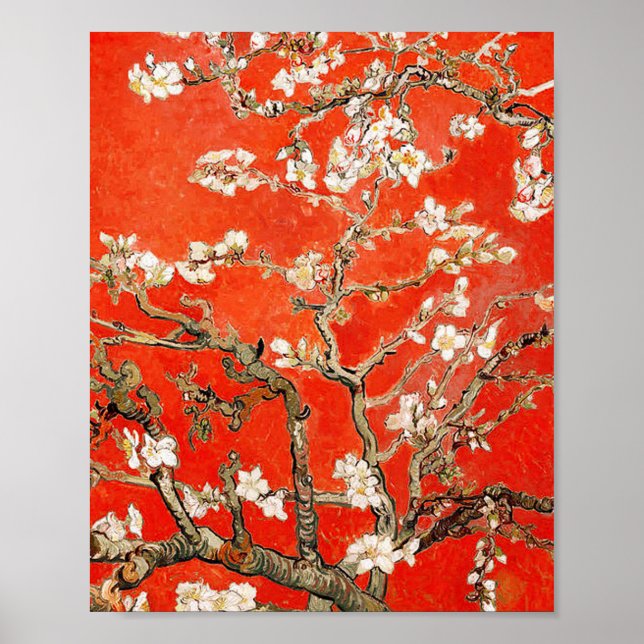 Red Almond Blossoms Vincent Van Gogh Poster (Front)