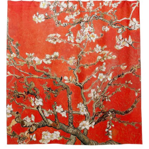 Red Almond Blossoms Vincent Van Gogh Shower Curtain