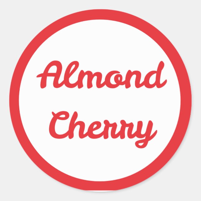 RED Almond Cherry Flavor Round Sticker (Front)