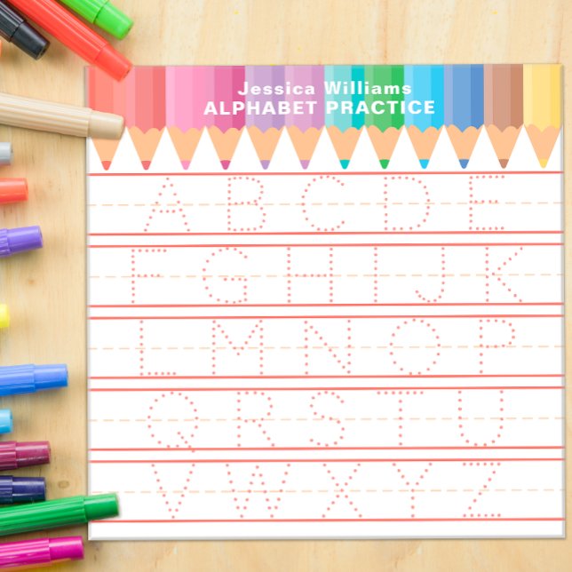 Red Alphabet Tracing Dry Erase Board (Kids personalized alphabet tracing whiteboard - Make sure to change the name to your child's name)