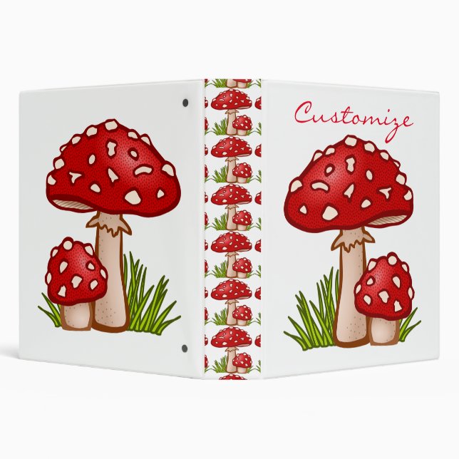 Red Amanita Mushrooms Thunder_Cove 3 Ring Binder (Background)