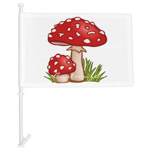 Red Amanita Mushrooms Thunder_Cove Car Flag