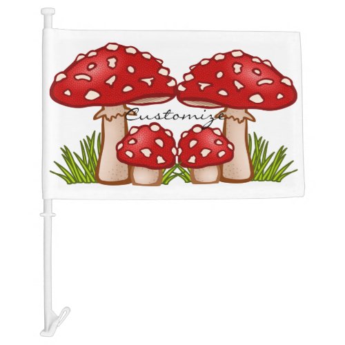 Red Amanita Mushrooms Thunder_Cove Car Flag