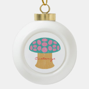 Red Amanita Mushrooms Thunder_Cove Ceramic Ball Christmas Ornament