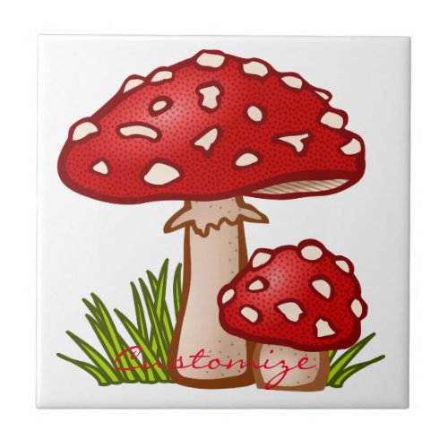 Red Amanita Mushrooms Thunder_Cove Ceramic Tile