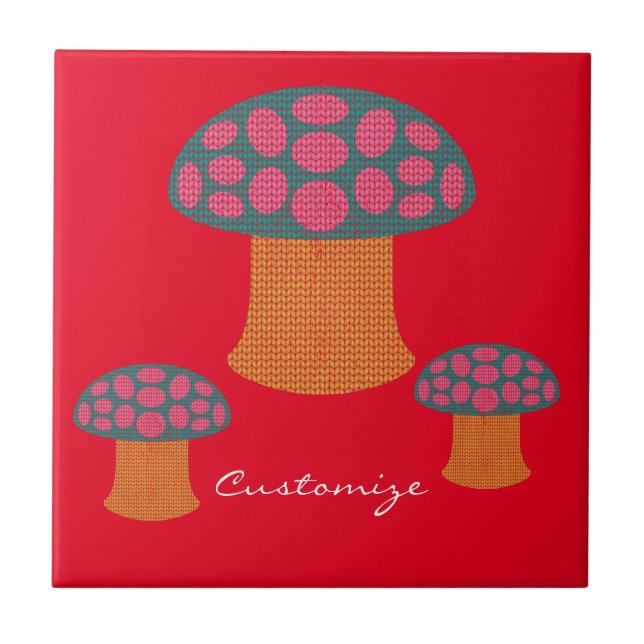 Red Amanita Mushrooms Thunder_Cove   Ceramic Tile (Front)
