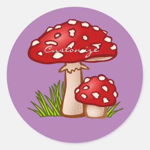 Red Amanita Mushrooms Thunder_Cove Classic Round Sticker