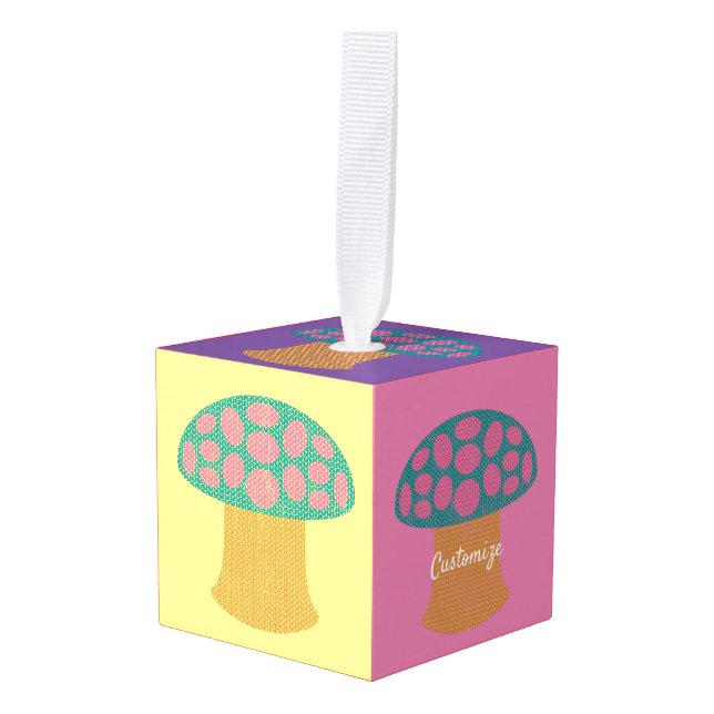 Red Amanita Mushrooms Thunder_Cove   Cube Ornament (Front Angled)