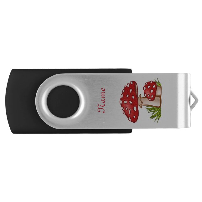 Red Amanita Mushrooms Thunder_Cove Flash Drive (Front)