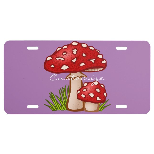 Red Amanita Mushrooms Thunder_Cove License Plate (Front)
