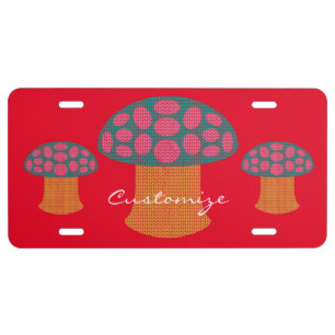 Red Amanita Mushrooms Thunder_Cove License Plate