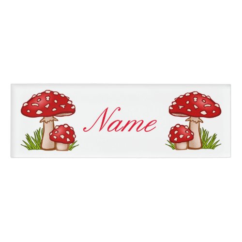 Red Amanita Mushrooms Thunder_Cove Name Tag