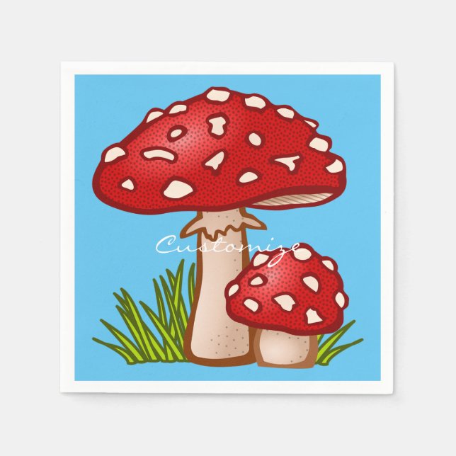 Red Amanita Mushrooms Thunder_Cove Napkins (Front)