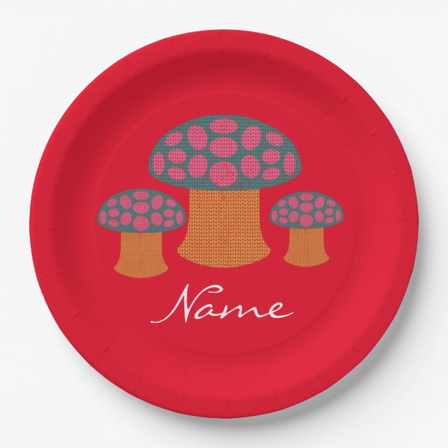 Red Amanita Mushrooms Thunder_Cove   Paper Plates (Front)