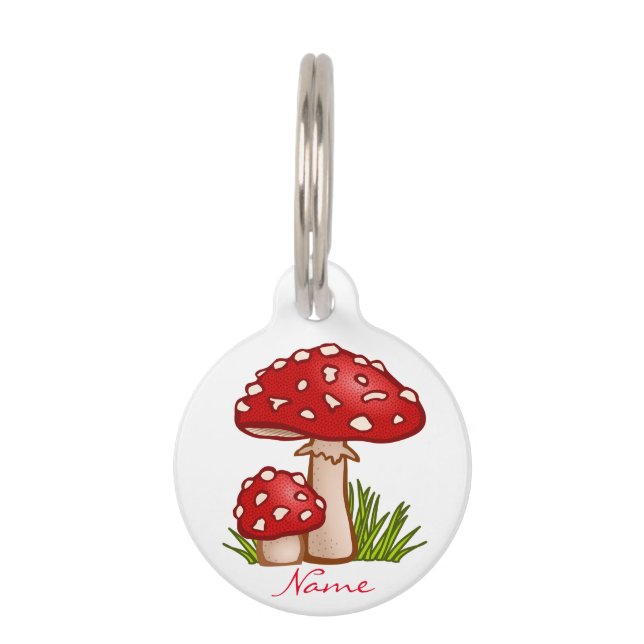 Red Amanita Mushrooms Thunder_Cove Pet ID Tag (Front)