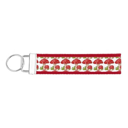 Red Amanita Mushrooms Thunder_Cove Wrist Keychain