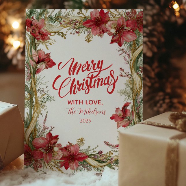 Red Amaryllis Christmas Holiday Card (Creator Uploaded)